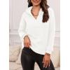 imageDokotoo Womens Sweaters Long Sleeve 14 Zip Pullover Polo V Neck Dressy Casual TopsB White