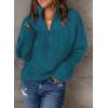 imageDokotoo Womens Sweaters Long Sleeve 14 Zip Pullover Polo V Neck Dressy Casual TopsB1 Blue