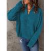 imageDokotoo Womens Sweaters Long Sleeve 14 Zip Pullover Polo V Neck Dressy Casual TopsB1 Blue