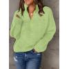 imageDokotoo Womens Sweaters Long Sleeve 14 Zip Pullover Polo V Neck Dressy Casual TopsB1 Green