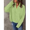 imageDokotoo Womens Sweaters Long Sleeve 14 Zip Pullover Polo V Neck Dressy Casual TopsB1 Green