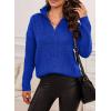 imageDokotoo Womens Sweaters Long Sleeve 14 Zip Pullover Polo V Neck Dressy Casual TopsB1 Navy Blue