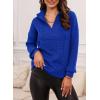 imageDokotoo Womens Sweaters Long Sleeve 14 Zip Pullover Polo V Neck Dressy Casual TopsB1 Navy Blue