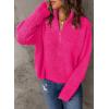 imageDokotoo Womens Sweaters Long Sleeve 14 Zip Pullover Polo V Neck Dressy Casual TopsB1 Rose