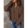 imageDokotoo Womens Sweaters Long Sleeve 14 Zip Pullover Polo V Neck Dressy Casual TopsB3 Brown