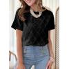 imageDokotoo Womens Tops Casual Scoop Neck Short Sleeve Eyelet Embroidered Hollow Out Blouses ShirtsBlack