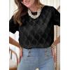 imageDokotoo Womens Tops Casual Scoop Neck Short Sleeve Eyelet Embroidered Hollow Out Blouses ShirtsBlack