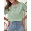 imageDokotoo Womens Tops Casual Scoop Neck Short Sleeve Eyelet Embroidered Hollow Out Blouses ShirtsClearly Aqua
