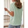imageDokotoo Womens Tops Casual Scoop Neck Short Sleeve Eyelet Embroidered Hollow Out Blouses ShirtsClearly Aqua