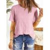 imageDokotoo Womens Tops Casual Scoop Neck Short Sleeve Eyelet Embroidered Hollow Out Blouses ShirtsLight Pink