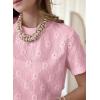 imageDokotoo Womens Tops Casual Scoop Neck Short Sleeve Eyelet Embroidered Hollow Out Blouses ShirtsLight Pink