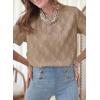 imageDokotoo Womens Tops Casual Scoop Neck Short Sleeve Eyelet Embroidered Hollow Out Blouses ShirtsPale Khaki
