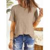 imageDokotoo Womens Tops Casual Scoop Neck Short Sleeve Eyelet Embroidered Hollow Out Blouses ShirtsPale Khaki
