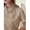 imageDokotoo Womens Tops Casual Scoop Neck Short Sleeve Eyelet Embroidered Hollow Out Blouses ShirtsPale Khaki