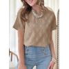 imageDokotoo Womens Tops Casual Scoop Neck Short Sleeve Eyelet Embroidered Hollow Out Blouses ShirtsPale Khaki