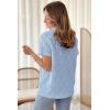 imageDokotoo Womens Tops Casual Scoop Neck Short Sleeve Eyelet Embroidered Hollow Out Blouses ShirtsSky Blue
