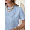 imageDokotoo Womens Tops Casual Scoop Neck Short Sleeve Eyelet Embroidered Hollow Out Blouses ShirtsSky Blue