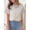 imageDokotoo Womens Tops Casual Scoop Neck Short Sleeve Eyelet Embroidered Hollow Out Blouses ShirtsWhite