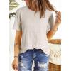 imageDokotoo Womens Tops Casual Scoop Neck Short Sleeve Eyelet Embroidered Hollow Out Blouses ShirtsWhite