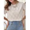 imageDokotoo Womens Tops Casual Scoop Neck Short Sleeve Eyelet Embroidered Hollow Out Blouses ShirtsWhite