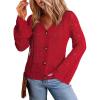 imageDokotoo Cardigan Sweaters for Women Long Sleeve Shirts Lightweight Cardigan Button Down Crochet Tops Spring Outfits 2025Red
