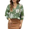imageDokotoo Cardigan Sweaters for Women Open Front Long Sleeve Button Down VNeck Knit Floral SweaterGuacamole Green
