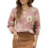 imageDokotoo Cardigan Sweaters for Women Open Front Long Sleeve Button Down VNeck Knit Floral SweaterPink