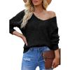 imageDokotoo Fall Sweaters Round Neck Crochet Hollow Out Cute Winter Pullover Sweaters for Women Trendy 2025Black