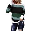 imageDokotoo Round Neck Striped Womens Fashion Clothes Cute Color Block Pullover Fall Sweaters for Women 2025 Women ClothingDark Green
