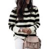 imageDokotoo Sweaters for Women 2025 Crewneck Striped Cute Color Block Fall Winter Knitted Pullover TopsAblack