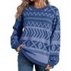 imageDokotoo Sweaters for Women Casual Loose Crewneck Long Sleeve Pullover Sweater Tops Boho TopsSail Blue