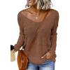 imageDokotoo Womens 2025 Spring Fall Color Block Stripes VNeck Long Sleeve Knit Casual Tops Tunic Pullover SweatersE Coffee