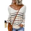 imageDokotoo Womens 2025 Spring Fall Color Block Stripes VNeck Long Sleeve Knit Casual Tops Tunic Pullover SweatersE Multicolor