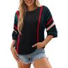 imageDokotoo Womens 2025 Summer Tops Casual Color Block Striped Lightweight Knit Trendy Boho Clothes Pullover SweatersH Black