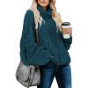 imageDokotoo Womens 2025 Winter Fall Solid Turtleneck High Neck Balloon Long Sleeve Sweaters Pullover OuterwearA Blue 2