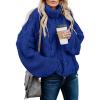 imageDokotoo Womens 2025 Winter Fall Solid Turtleneck High Neck Balloon Long Sleeve Sweaters Pullover OuterwearA Blue