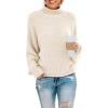 imageDokotoo Womens 2025 Winter Fall Solid Turtleneck High Neck Balloon Long Sleeve Sweaters Pullover OuterwearB Beige