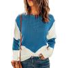 imageDokotoo Womens Crochet Crewneck Long Sleeve Pullovers Color Block Tunic Ribbed Sweaters Jumper TopsSky Blue