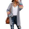 imageDokotoo Womens Long Open Front Cardigans Striped Color Block Loose Knit Sweaters Outwear CoatA Gray