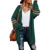 imageDokotoo Womens Long Open Front Cardigans Striped Color Block Loose Knit Sweaters Outwear CoatA Green