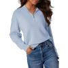 imageDokotoo Womens Quarter Zip Pullover Turtleneck Sweater Long Sleeve Fall Outfits Ribbed Knit Winter SweatersSky Blue