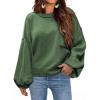 imageDokotoo Womens Sweater 2025 Fall Winter Long Sleeve Casual Tops Ribbed Hem Knitwear Lantern Pullover SweaterA Green
