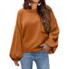 imageDokotoo Womens Sweater 2025 Fall Winter Long Sleeve Casual Tops Ribbed Hem Knitwear Lantern Pullover SweaterA Russet Orange
