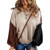 imageDokotoo Womens Sweaters Colorblock Crewneck Cotton Long Sleeve Fall Winter Knit Pullover Jumper TopsCoffee