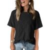 imageDokotoo Womens Tops Casual Scoop Neck Short Sleeve Eyelet Embroidered Hollow Out Blouses ShirtsBlack