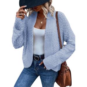 imageDokotoo Womens 2025 Fashion Casual Open Front Long Sleeve Chunky Knit Cardigans Sweaters Outerwear CoatsBeau Blue