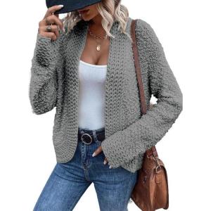 imageDokotoo Womens 2025 Fashion Casual Open Front Long Sleeve Chunky Knit Cardigans Sweaters Outerwear CoatsGray