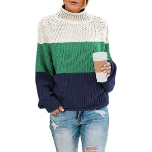 imageDokotoo Womens 2025 Winter Fall Solid Turtleneck High Neck Balloon Long Sleeve Sweaters Pullover OuterwearC Blue 5