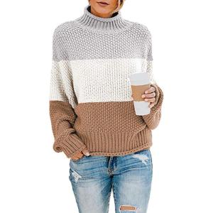 imageDokotoo Womens 2025 Winter Fall Solid Turtleneck High Neck Balloon Long Sleeve Sweaters Pullover OuterwearC Multicoloured 22
