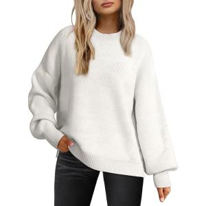 imageDokotoo Womens Sweater 2025 Fall Winter Striped Sweaters Casual Trendy SweaterA White